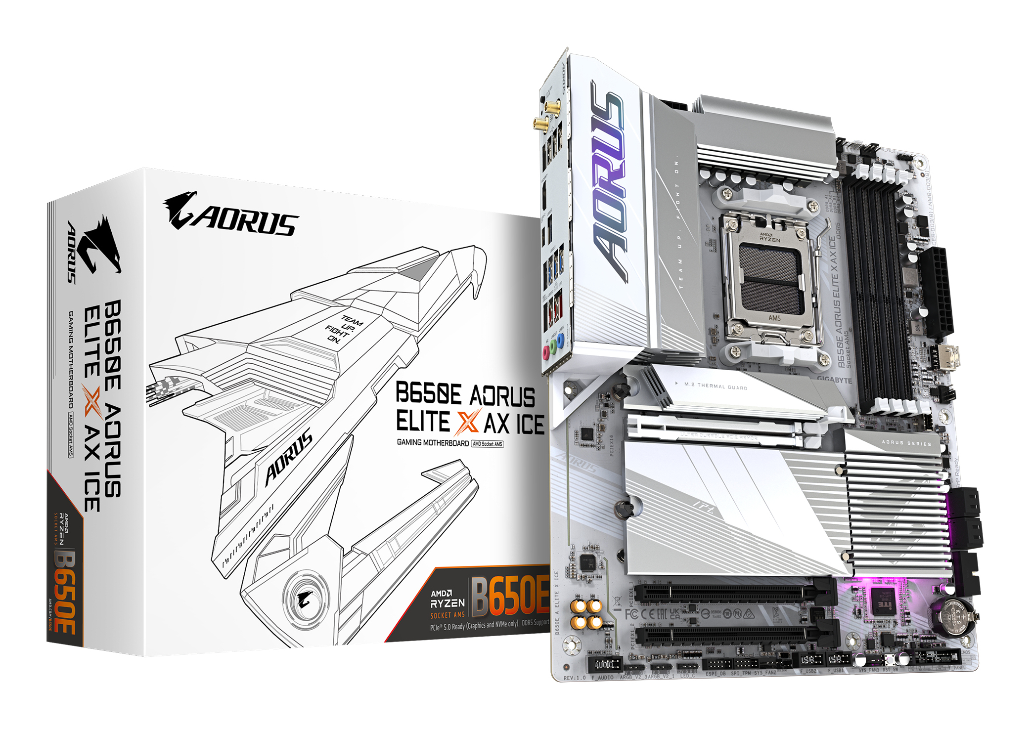 GIGABYTE B650E AORUS ELITE X AX ICE AMD B650 Socket AM5 ATX (B650E A ELITE X ICE) thumbnail