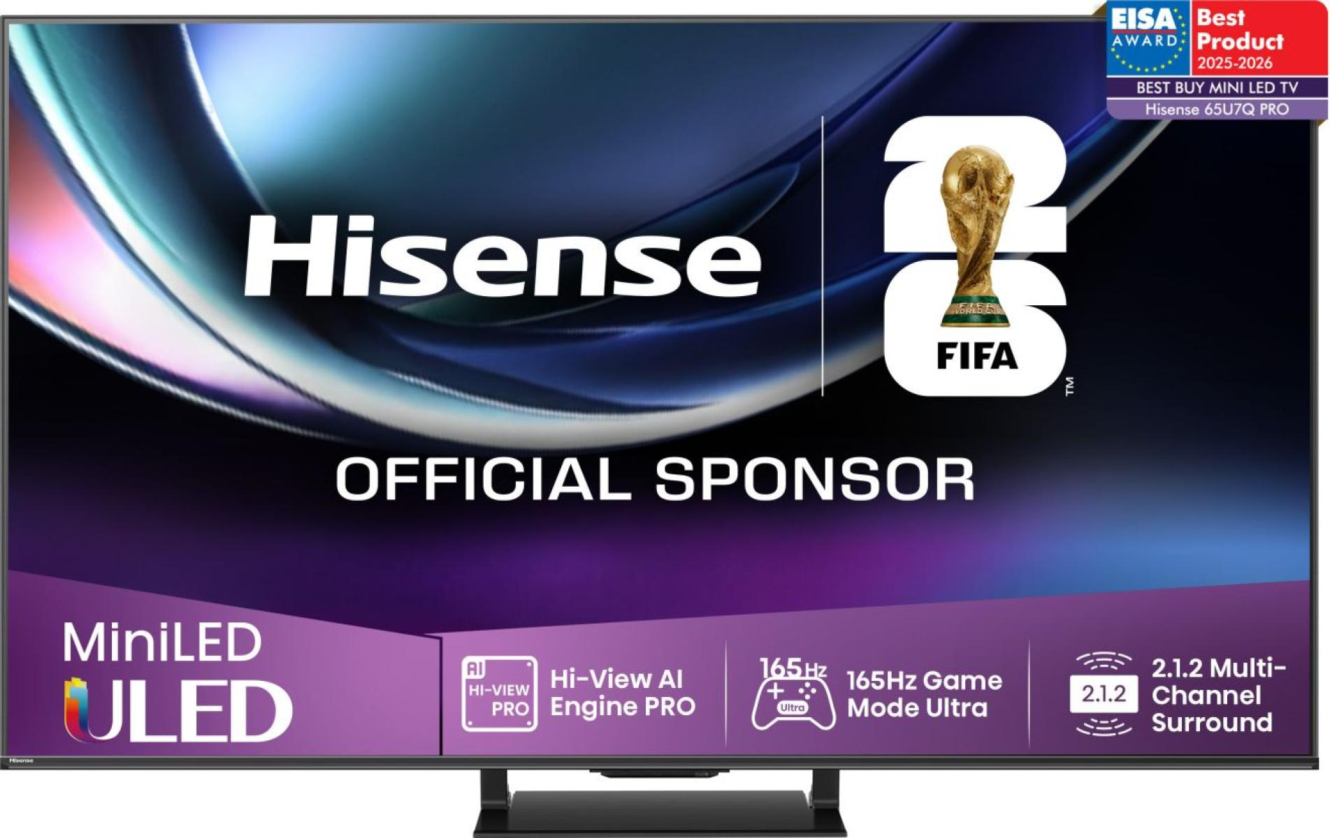 Hisense 65U7Q PRO 165,1 cm (65") 4K Ultra HD Smart TV Wifi Zwart 500 cd/m² (20016218) thumbnail