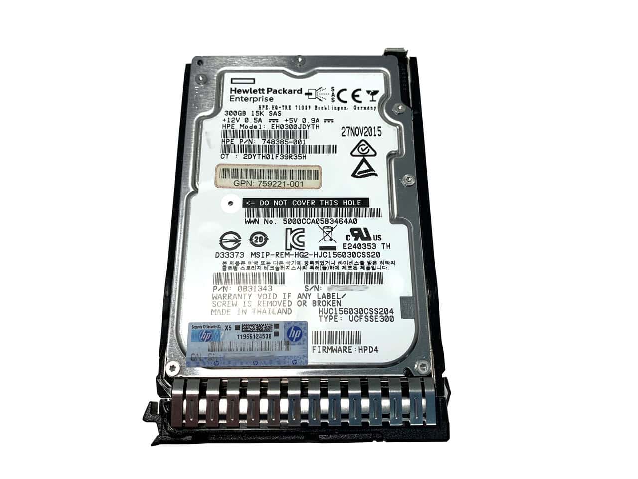 HPE HDD 300GB 15K SAS 2.5 (759202-001) thumbnail