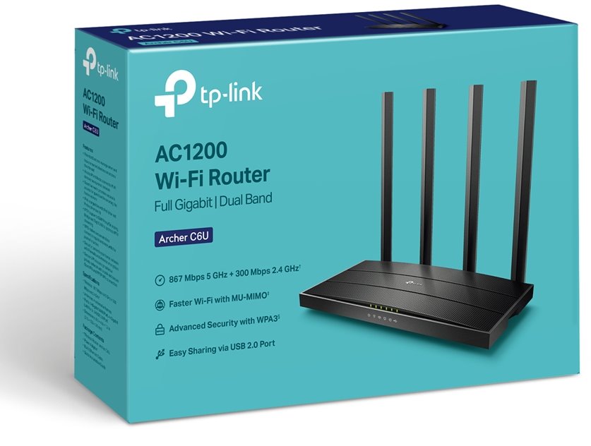 TP-Link Archer C6U AC1200 WiFi DualBand Router USB 2.0 5xGb LAN 4x Antenna (ARCHERC6U) thumbnail