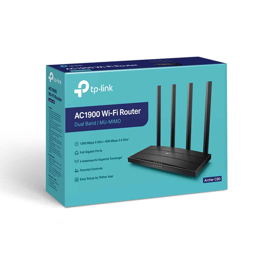 TP-LINK Archer C80 Wireless Router Gigabit Ethernet Dual-band (2.4 GHz / 5 GHz) Black (ARCHERC80) thumbnail