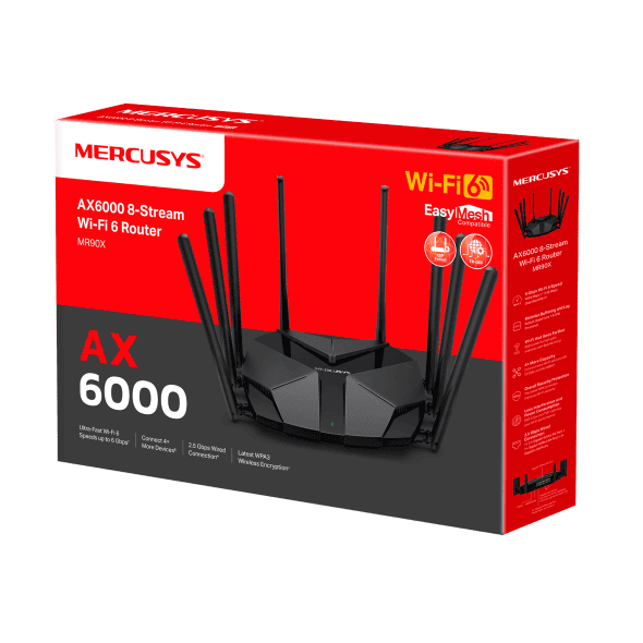 TP-Link USE MERCUSYS MR90X AX6000 WiFi Router Dual AP -router 3x GLAN 1x 2.5GWAN -GLAN 1148 M (MR90X-VYP) thumbnail