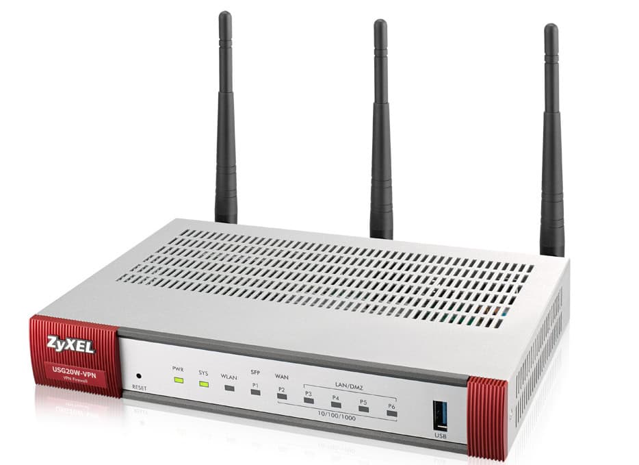 Zyxel USG20W-VPN-EU0101F draadloze router Gigabit Ethernet Dual-band (2.4 GHz / 5 GHz) Grijs, Rood (USG20W-VPN-EU0101F) thumbnail