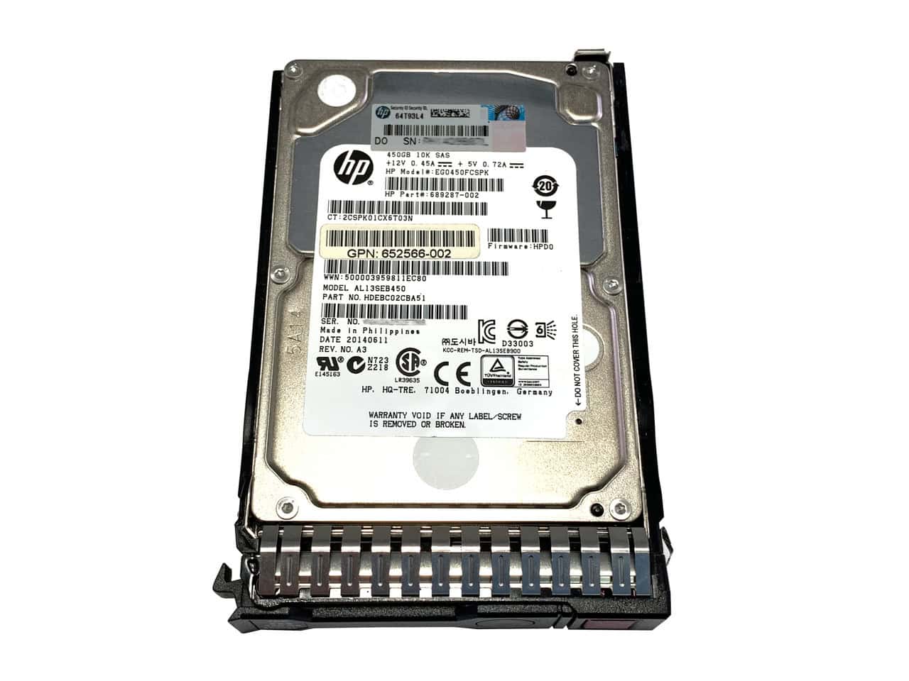 HP 450Gb 6G SAS HDD 10K 2.5in SC (653956-001) thumbnail