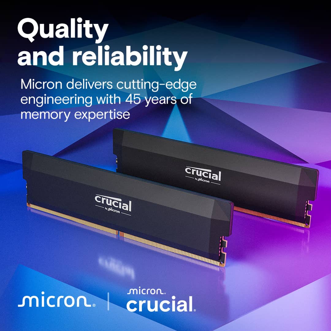 Micron DDR5 64GB PC 6400 CL36 KIT (2x32GB) Crucial Pro black intern retail (CP2K32G64C40U5B) thumbnail