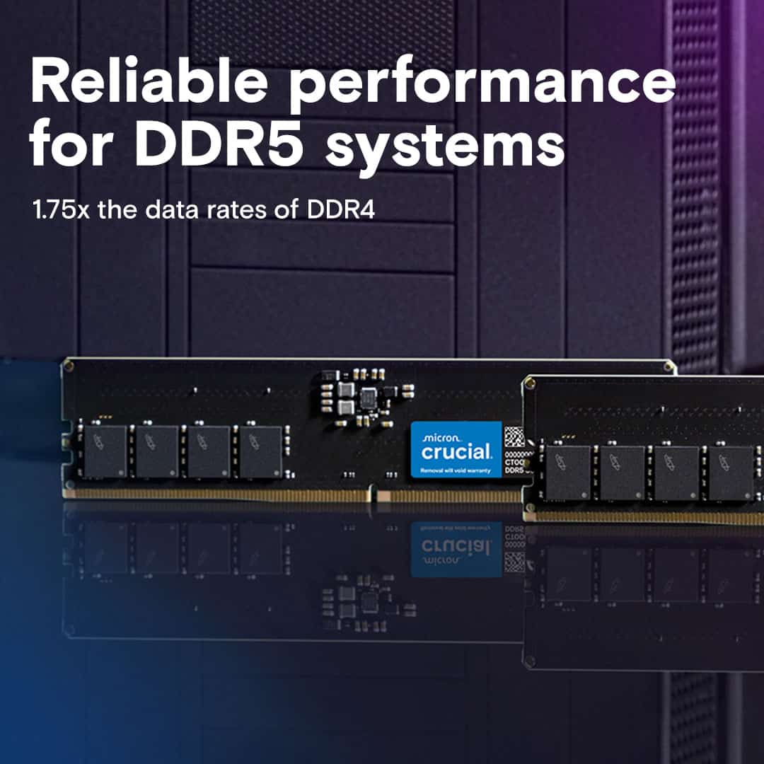 Micron DDR5 32GB PC 4800 CL40  Crucial Dual Rank (CT32G48C40U5) thumbnail