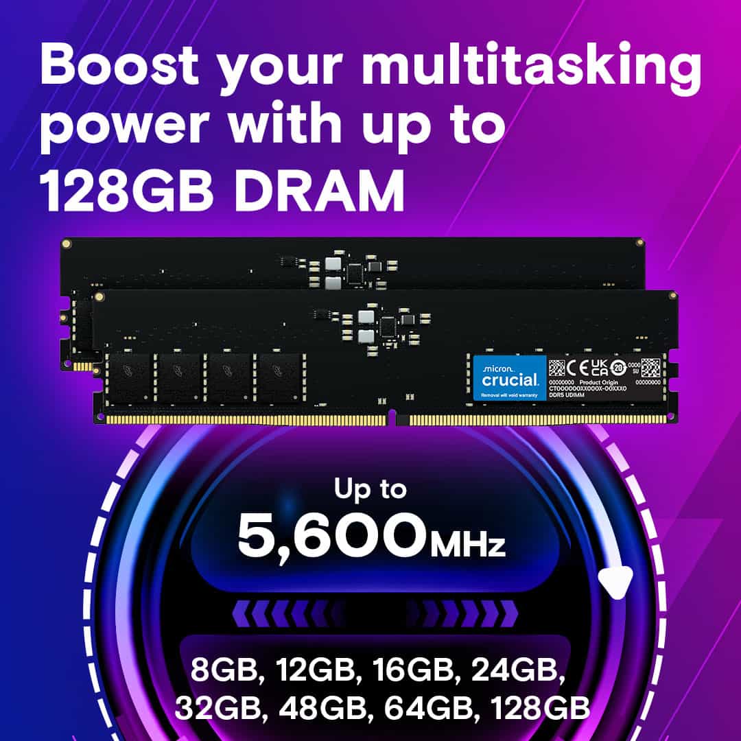 Micron DDR5  8GB PC 5600 CL46 Crucial intern retail (CT8G56C46U5) thumbnail
