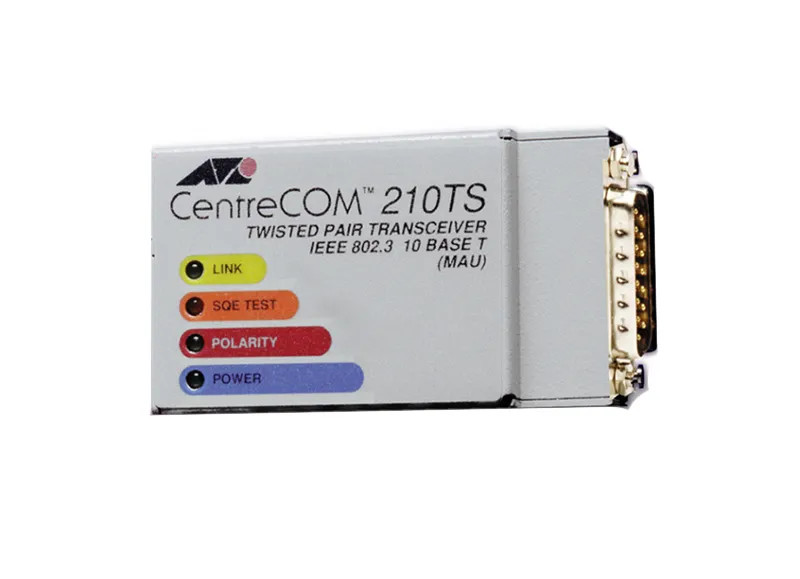 Cisco Transceiver, CentreCOM 210TS, Twisted pair Transceiver IEEE 802.3 10 BaseT (MAU), AUI (AT-210TS-05D) thumbnail