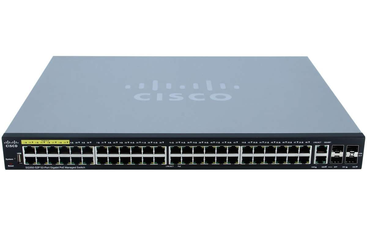 Cisco 52-Port PoE Stackable Managed Switch SG350-52P-K9 (SG350-52P-K9) thumbnail