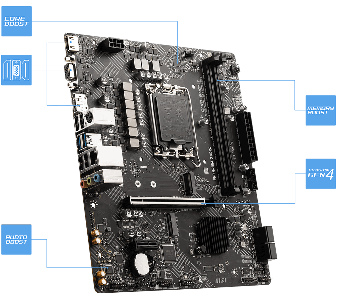 MSI Motherboard G610 A1700 MicroATX DDR4 Memory Memory Slots 2 (PROH610M-GDDR4) thumbnail