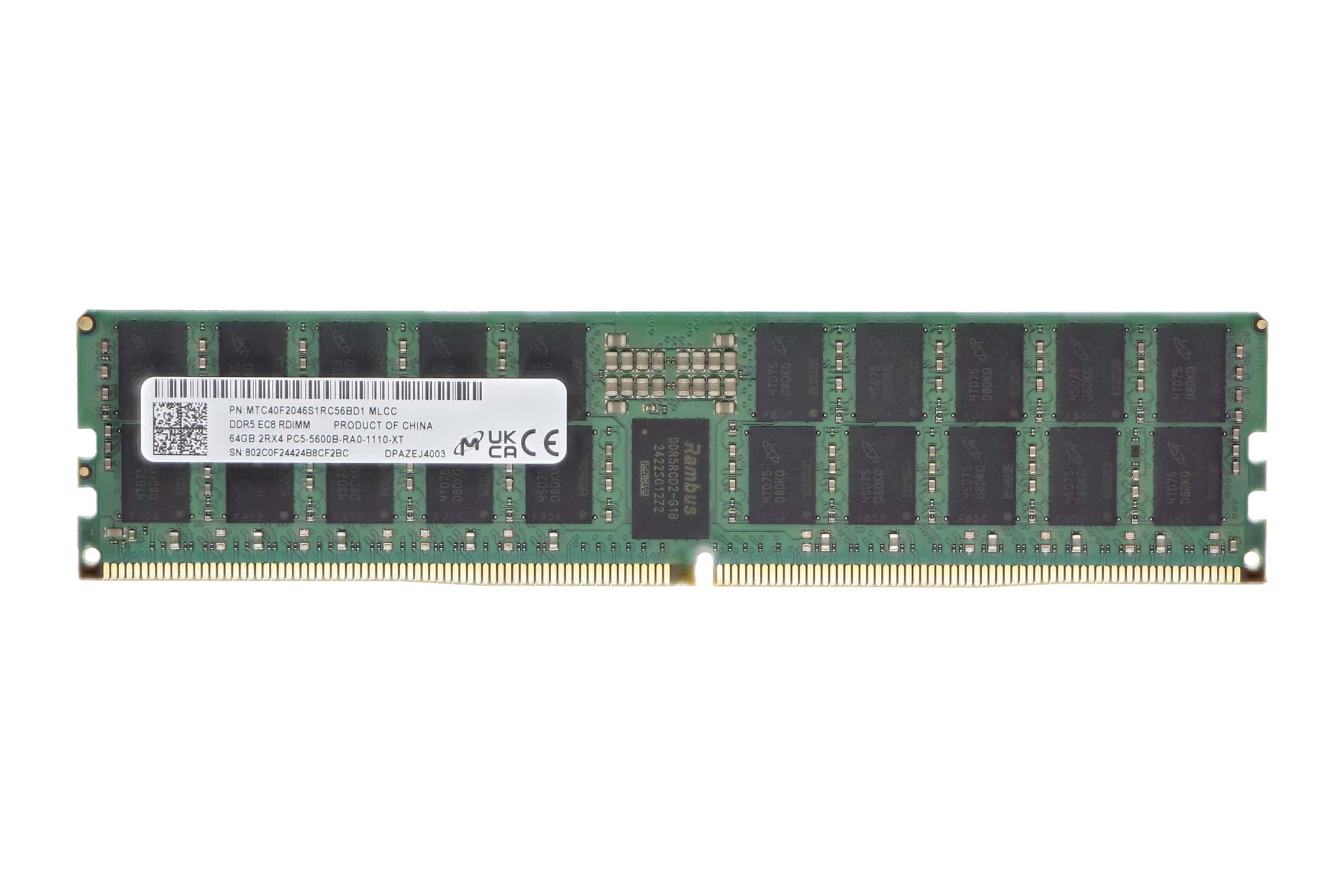 Micron Crucial RAM DDR5 REG 64GB/PC5600/ECC/Crucial 4Gx4 (MTC40F2046S1RC56BD1) thumbnail