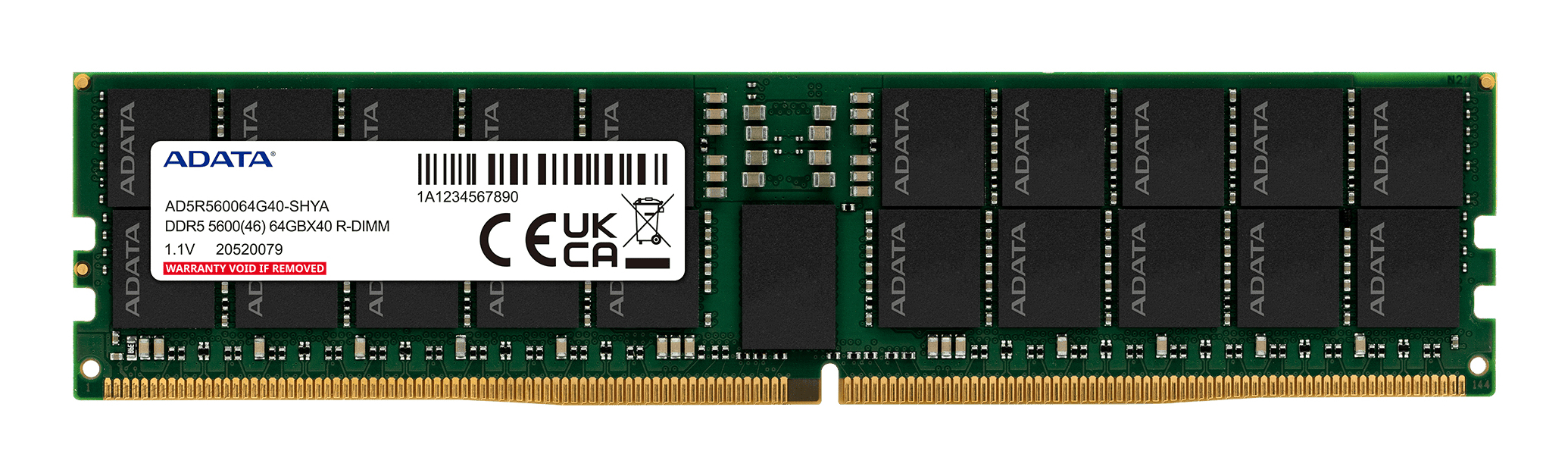 ADATA AD5R560032G20-SHYA geheugenmodule 32 GB 1 x 32 GB DDR5 5600 MT/s 288-pin DIMM ECC (AD5R560032G20-SHYA) thumbnail