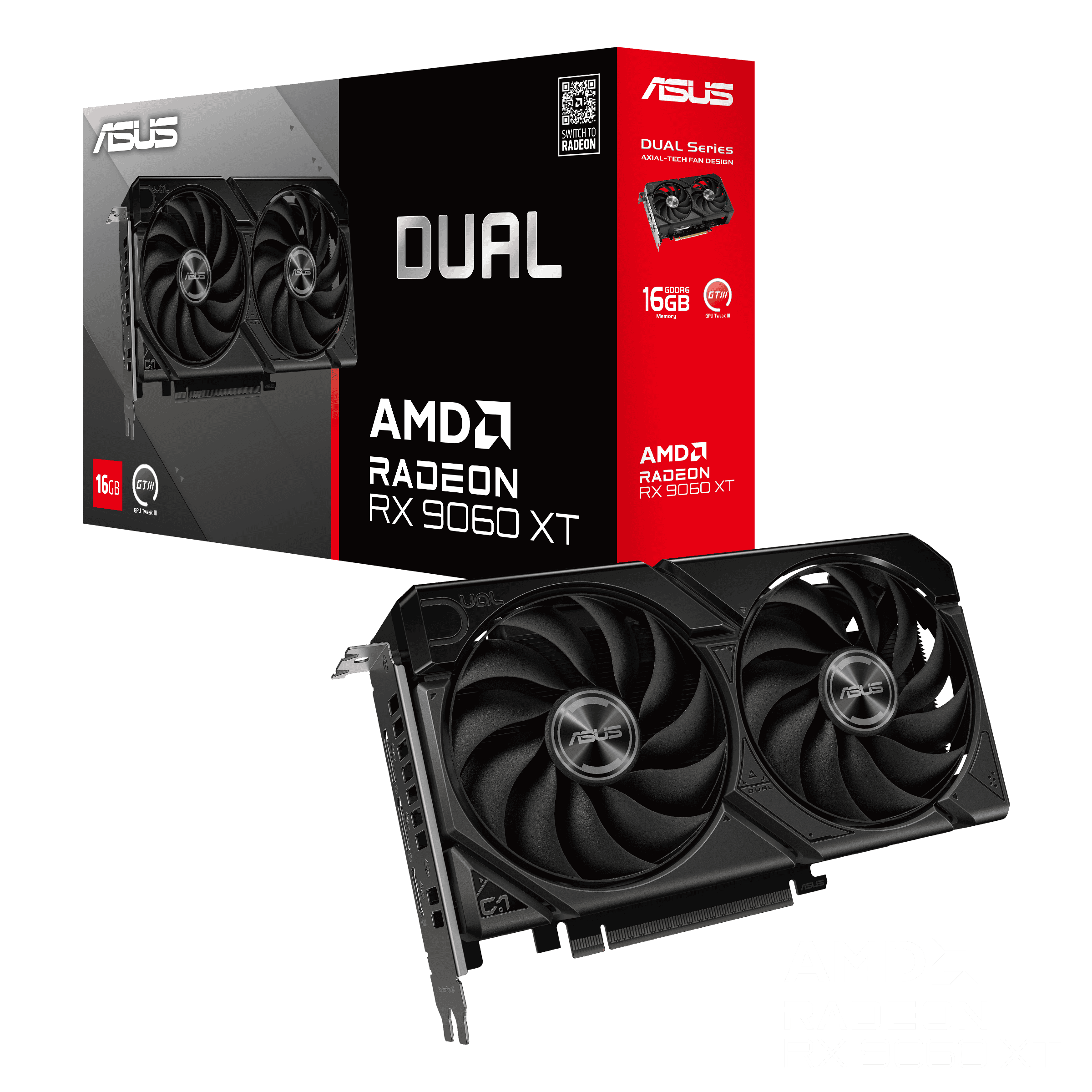 ASUS Graphics Card AMD Radeon RX 9060 XT 16 GB GDDR6 128-bit PCI Express 5.0 Active (DUAL-RX9060XT-16G) thumbnail