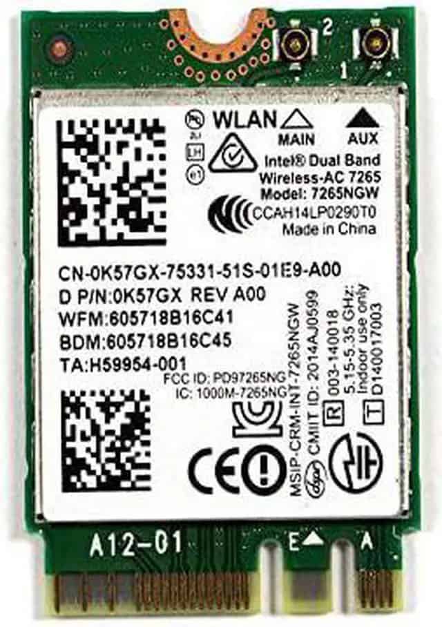 Dell Dual-band Wifi 6e M.2 2230 Pcie Wlan Card With Bt 5.2 For Inspiron 14 7435 2-in-1 Laptop Models (81WF1) thumbnail