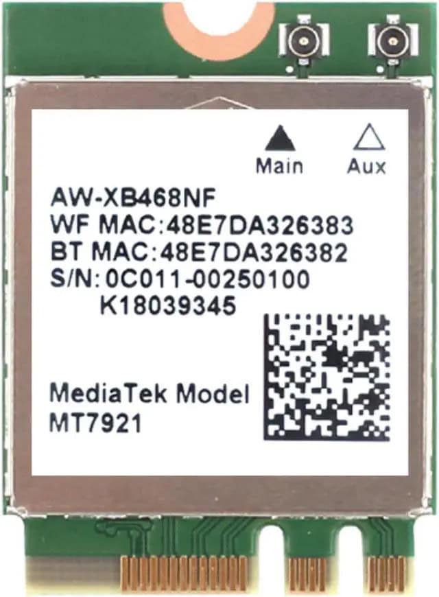 Dell Mt7920 Dual-band Wifi 6 M.2 Wlan Card With Bt 5.2 (C1D64) thumbnail
