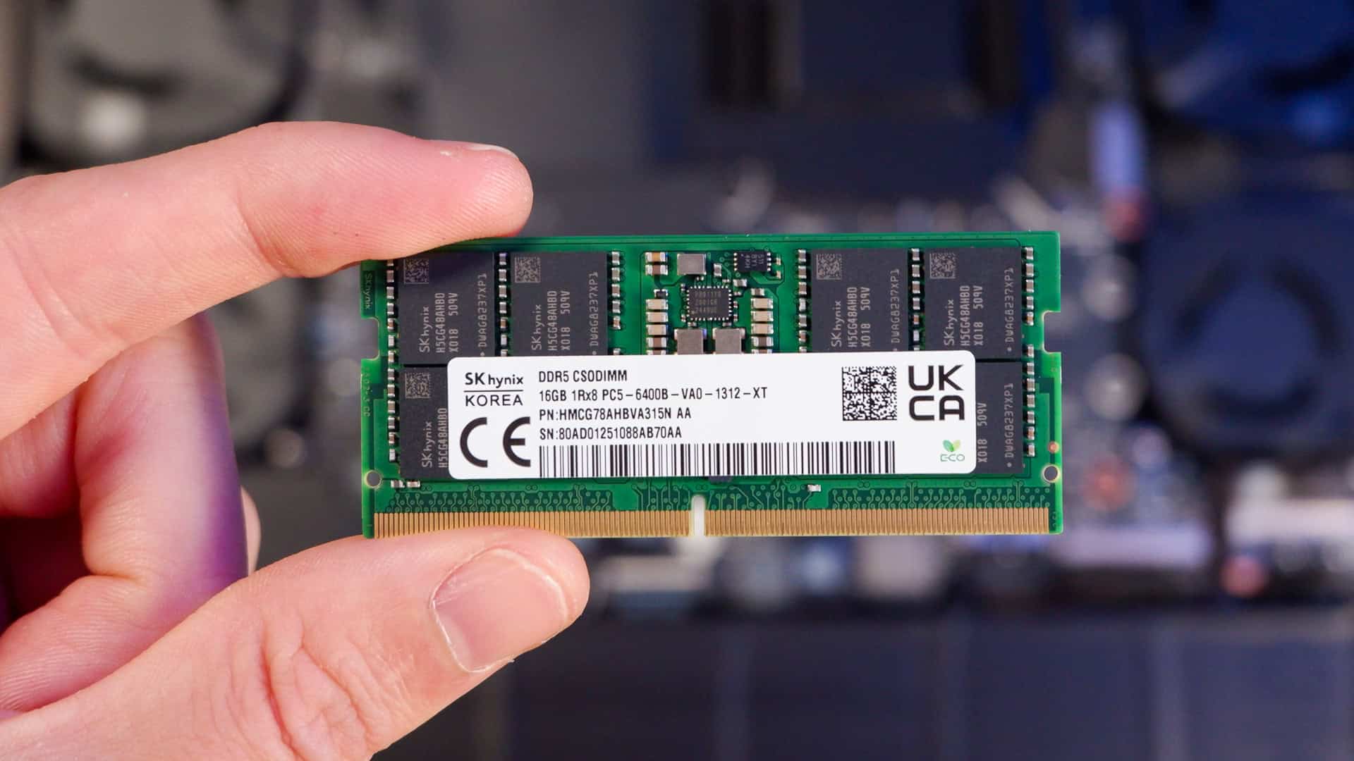 Hynix 16gb 1rx8 Ddr5 3200mhz 262-pin 1.1v Cl52 Cso-dimm Memory Module (HMCG78AHBVA315N-AA) thumbnail