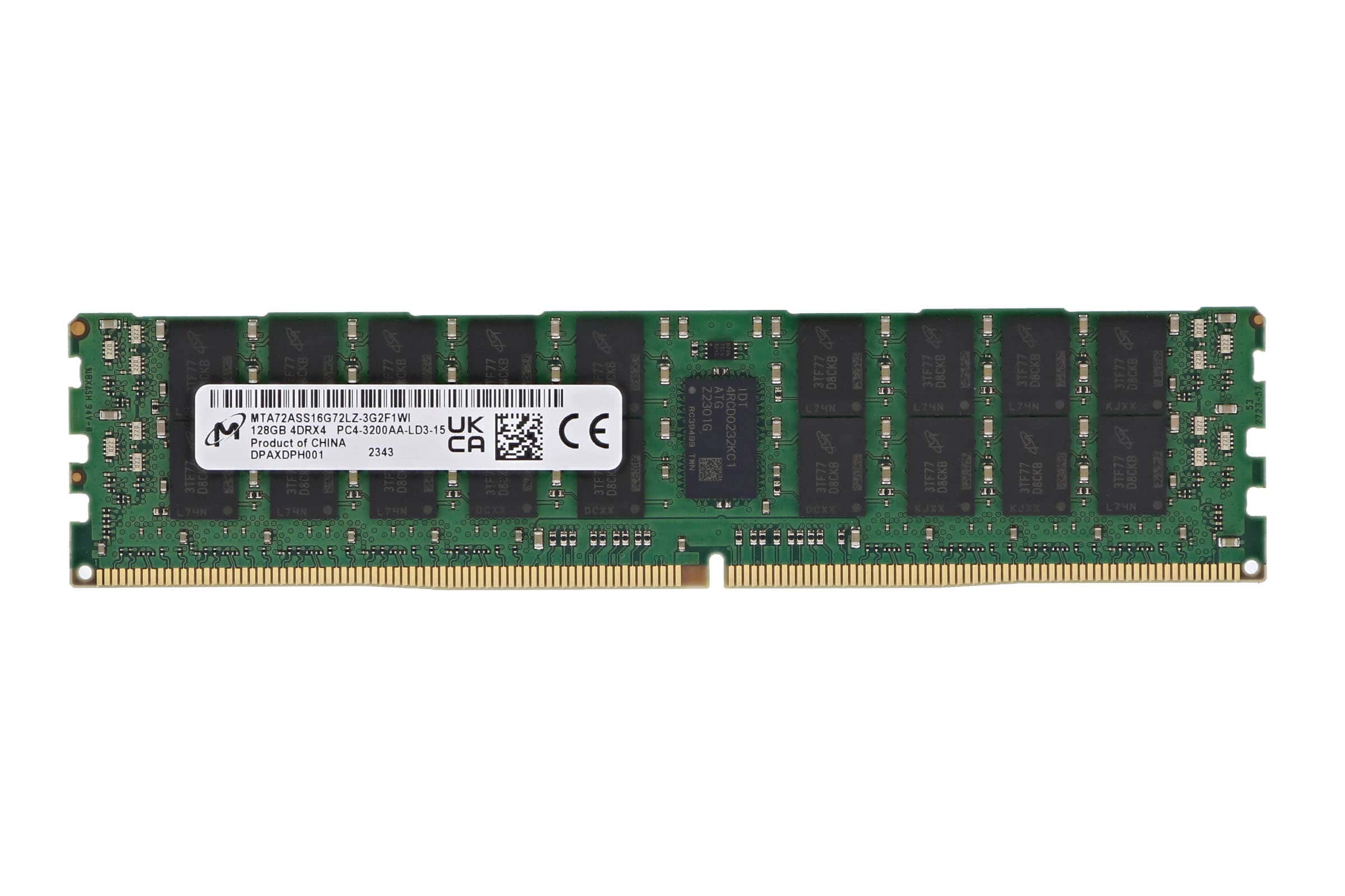 MICRON 128GB (1*128GB) 4RX4 PC4-25600AA-L DDR4-3200MHZ LRDIMM (MTA72ASS16G72LZ-3G2) thumbnail