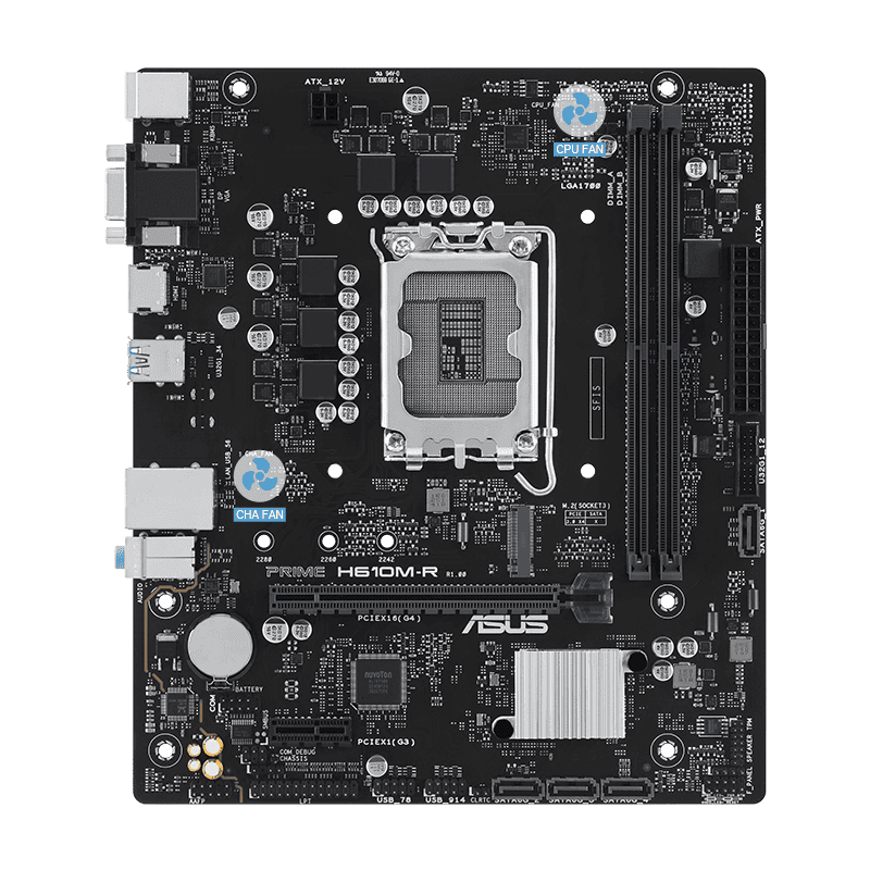 ASUS Motherboard PRIME H610M-R-SI LGA1700 H610 DP HDMI VGA MB (PRIME H610M-R-SI) thumbnail