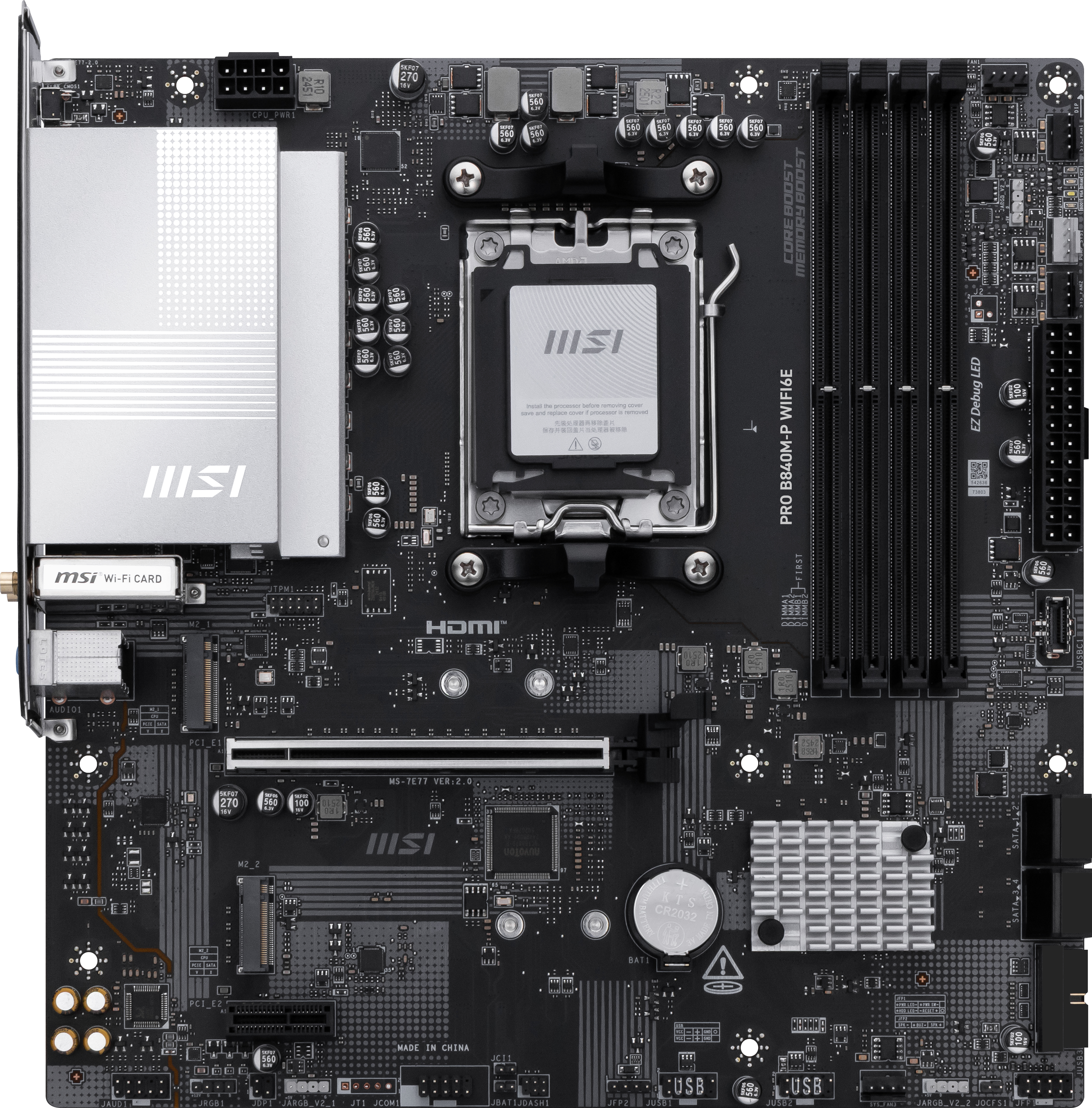 MSI PRO B840M-P WIFI6E moederbord AMD B840 Socket AM5 micro ATX (PRO B840M-P WIFI6E) thumbnail