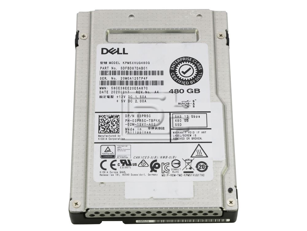 Dell 480GB SSD 2.5 SAS 12G MIX (03PR5C-RFB) thumbnail