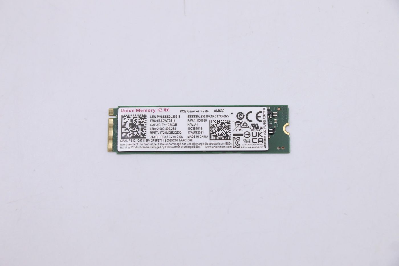 Lenovo SSD 1TB M.2 2280 PCIe 4x4 NVMe OPAL (5SS0W79514N) (5SS0W79514N) thumbnail