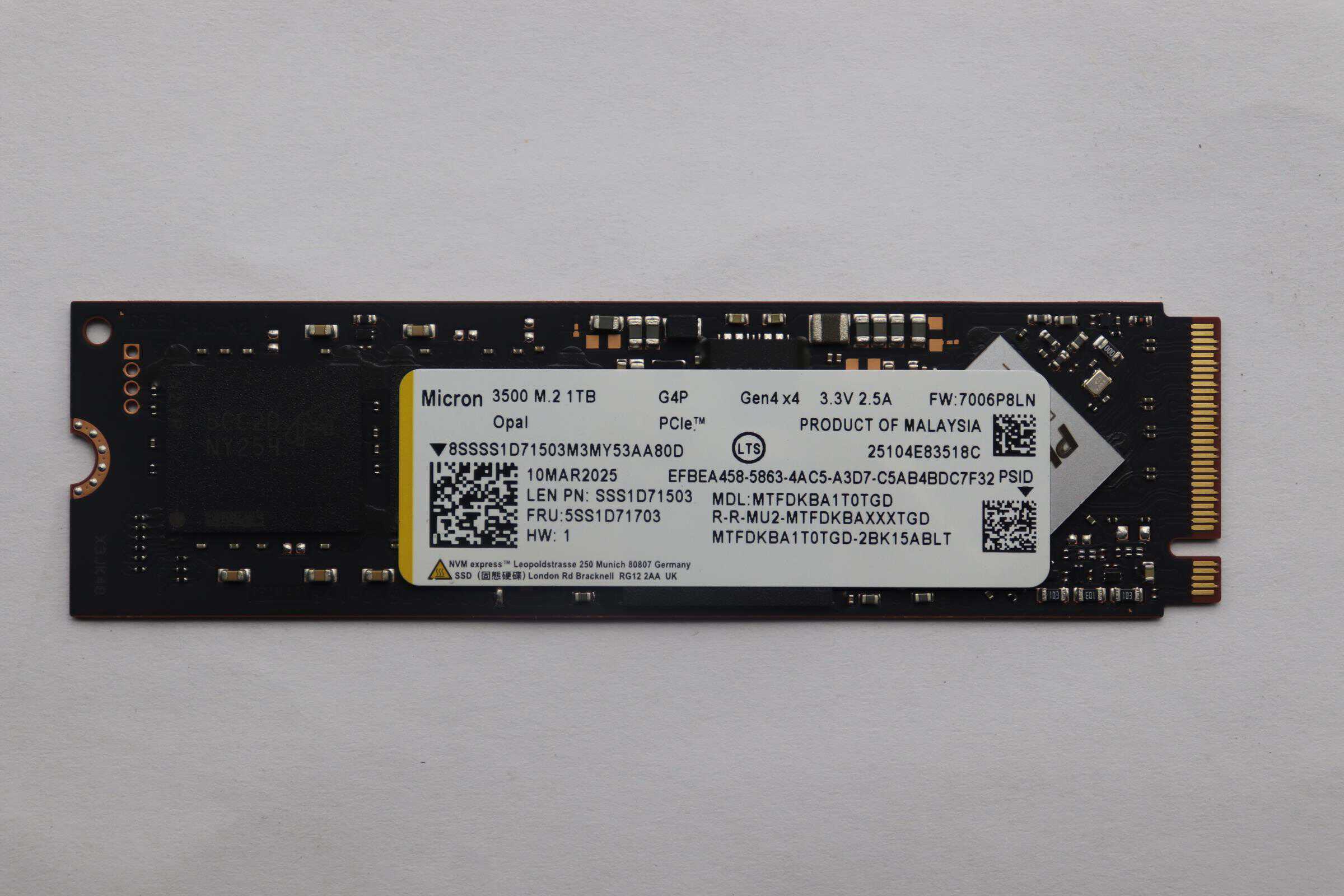 Lenovo SSD 1TB M.2 2280 PCIe 4x4 NVMe OPAL (5SS1D71701N) (5SS1D71701N) thumbnail