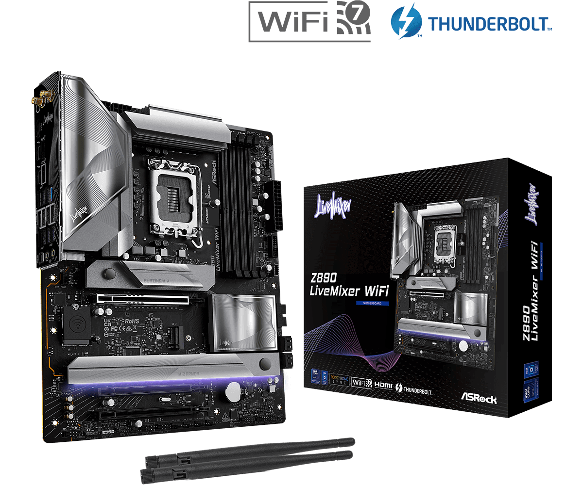 ASRock MB Sc LGA1851 Z890 LIVEMIXER WIFI Intel Z890 4xDDR5 1xHDMI 2xThunderbolt WI-FI (Z890LIVEMIXERWIFI) thumbnail