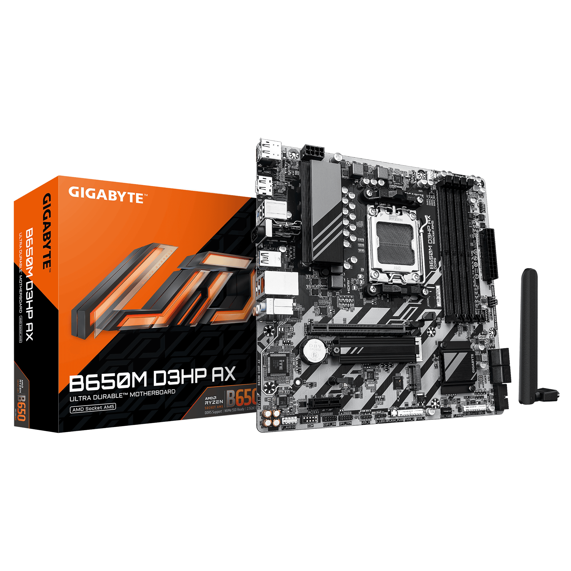 GIGABYTE Motherboard AMD B650 SAM5 Micro-ATX DDR5 Memory 4 Memory Slots B650MD3HPAX1.3 (B650M D3HP AX 1.3) thumbnail