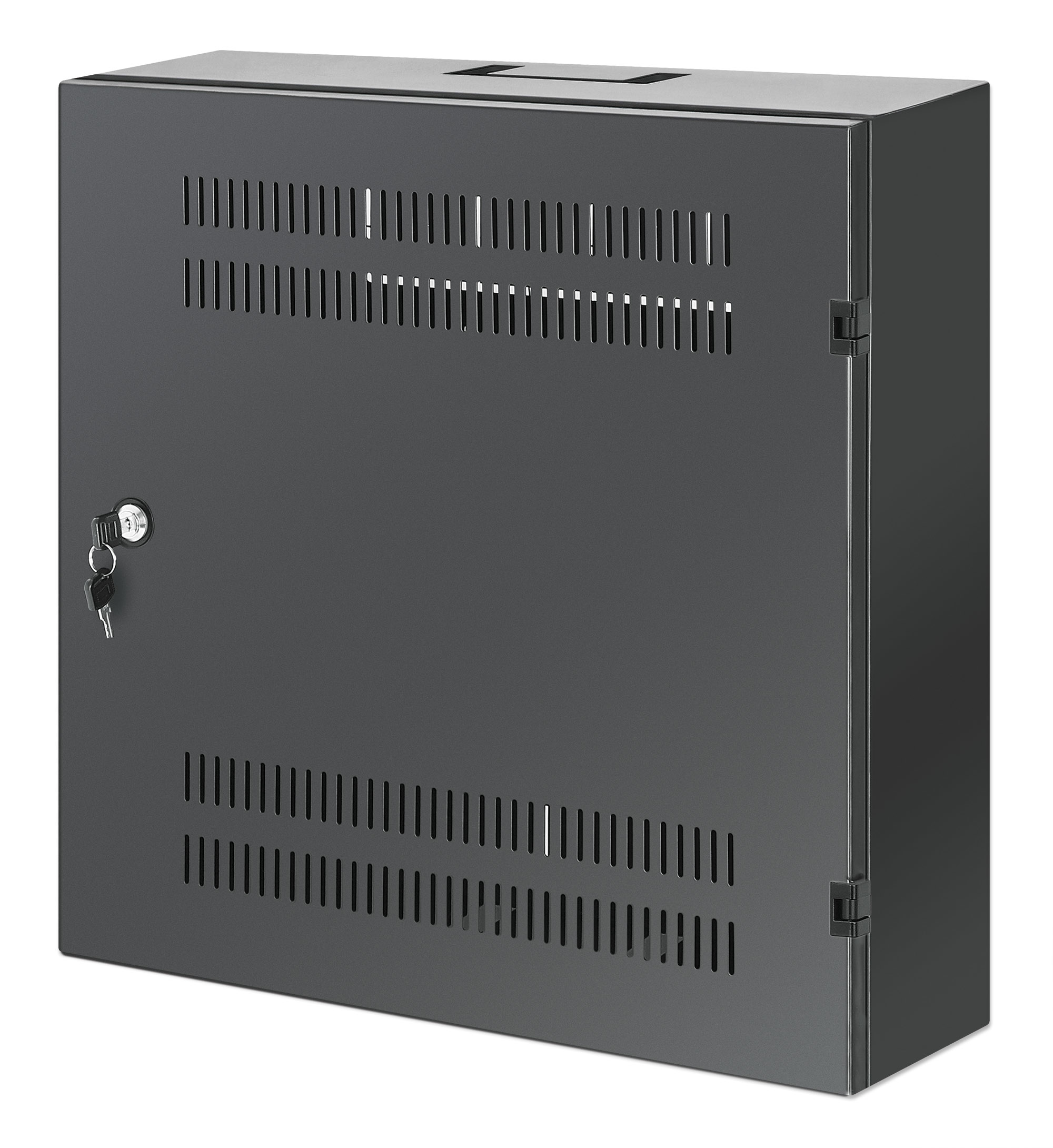 Intellinet Low-profile 19" wandkast met 4U horizontale en 2U verticale rails, slanke ruimtebesparende behuizing met slechts 170 mm diepte, ideaal voor AV/multimedia/surveillance, gemonteerd, zwart RAL 7021 (713689) thumbnail