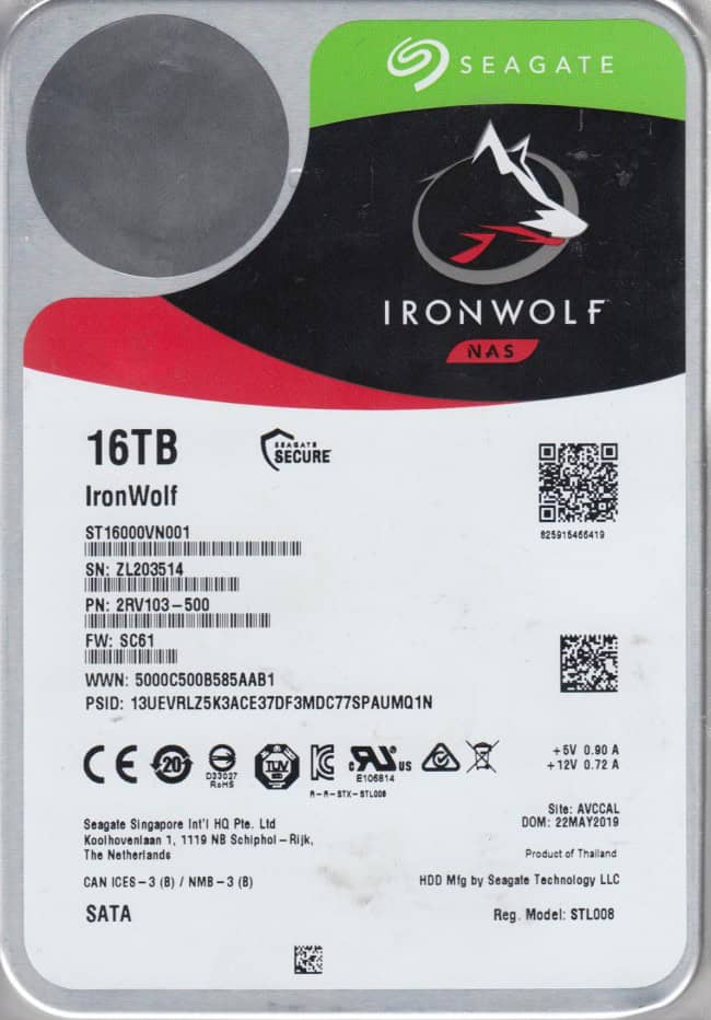 Seagate IronWolf ST16000VN001 16TB 7.2K RPM SATA 6Gb/s 256MB 3.5 NAS Hard Drive (ST16000VN001) thumbnail