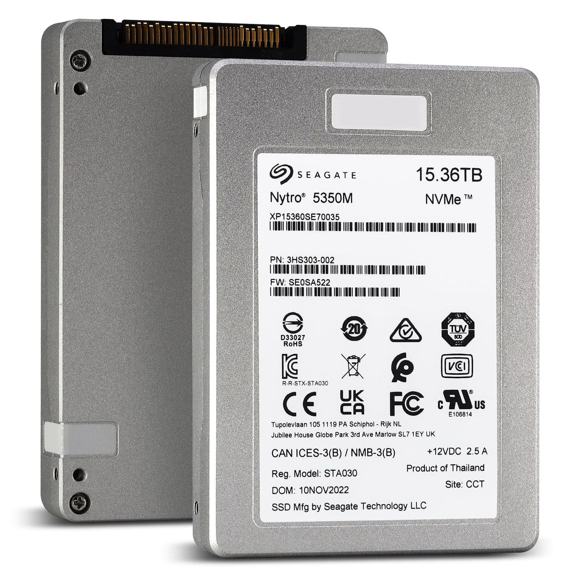Seagate Nytro 5350M XP15360SE70035 15.36TB PCIe Gen4.0 x4 8GB/s U.3 NVMe 3D TLC 2.5in Solid State Drive (XP15360SE70035) thumbnail