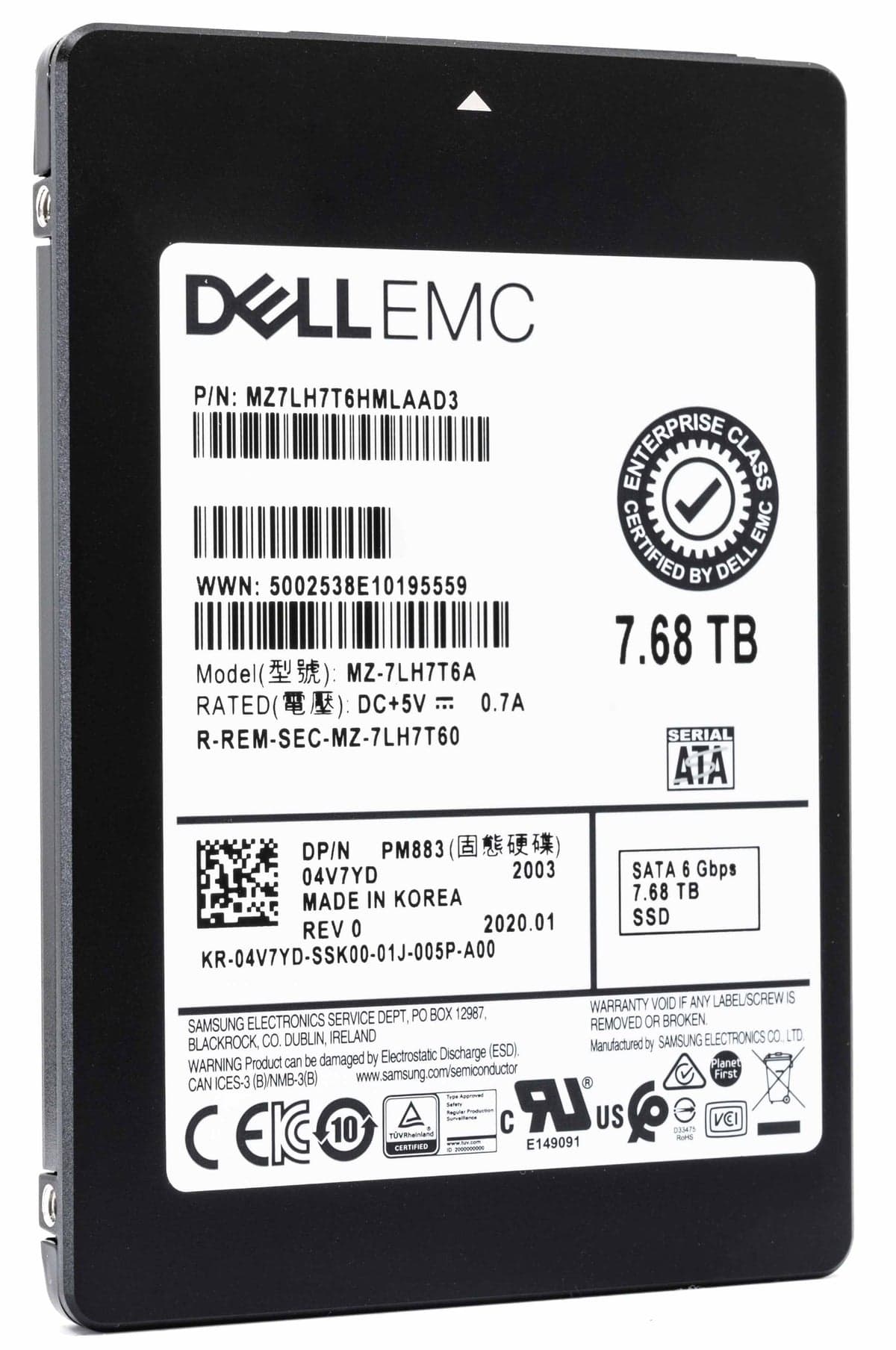 Dell 04V7YD 7.68TB SATA 6Gb/s 2.5 Read Intensive Solid State Drive (04V7YD) thumbnail