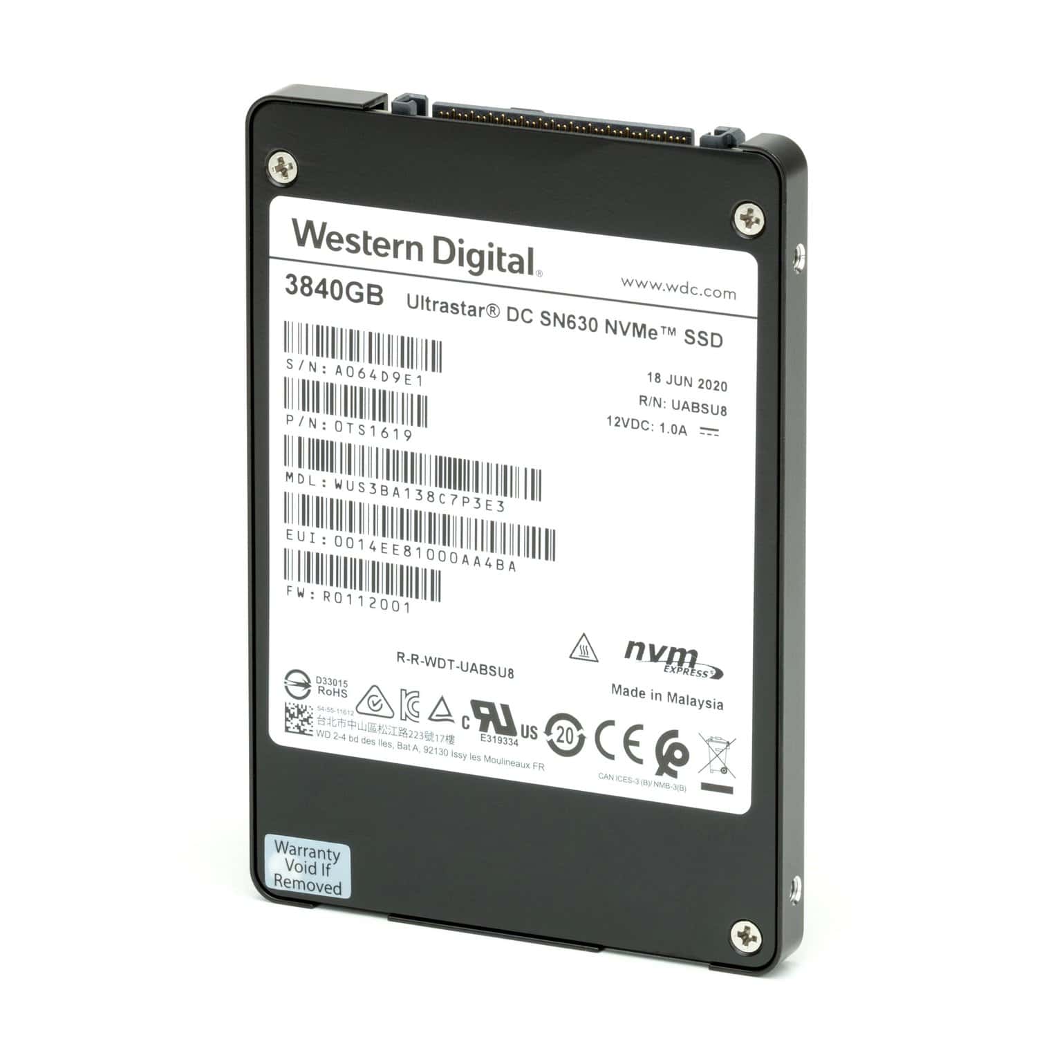 Western Digital SSD 1920GB WDC 2,5  Ultrastar SN630 WUS3BA119C7P3E3 intern (0TS1618) thumbnail