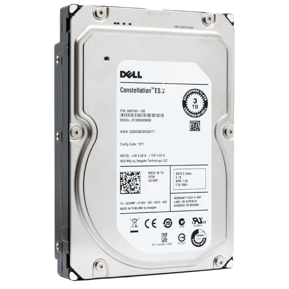 Dell Constellation ES.2 ST33000650NS CF6MF 3TB 7.2K RPM SATA 6Gb/s 512n 3.5in Hard Drive (CF6MF-ST33000650NS) thumbnail