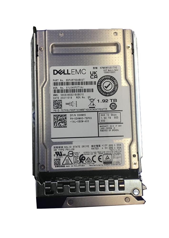 Dell MP6-R DHWH5 KMP6WVUG1T92 1.92TB SAS 12Gb/s 3DWPD Mixed Use 2.5in Solid State Drive (DHWH5) thumbnail