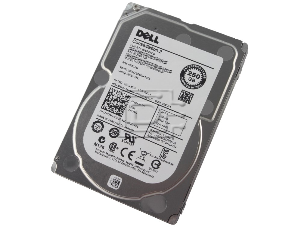 Dell Constellation.2 ST9250610NS HC79N 250GB 7.2K RPM SATA 6Gb/s 512n 2.5in Hard Drive (HC79N-ST9250610NS) thumbnail