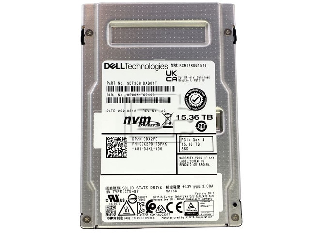 Dell G14 0DX2PD 15.36TB 1 DWPD PCIe Gen 4.0 x4 8GB/s Mixed Use U.2 NVMe 3D TLC 2.5in Solid State Drive (KCM7XRUG15T3-DELL_DELLG14) thumbnail