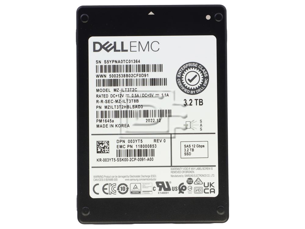 Dell G14 118033343 3.2TB 3 DWPD SAS 12Gb/s 3D TLC 2.5in Solid State Drive (MZILT3T2HALS-DELL_DELLG14) thumbnail