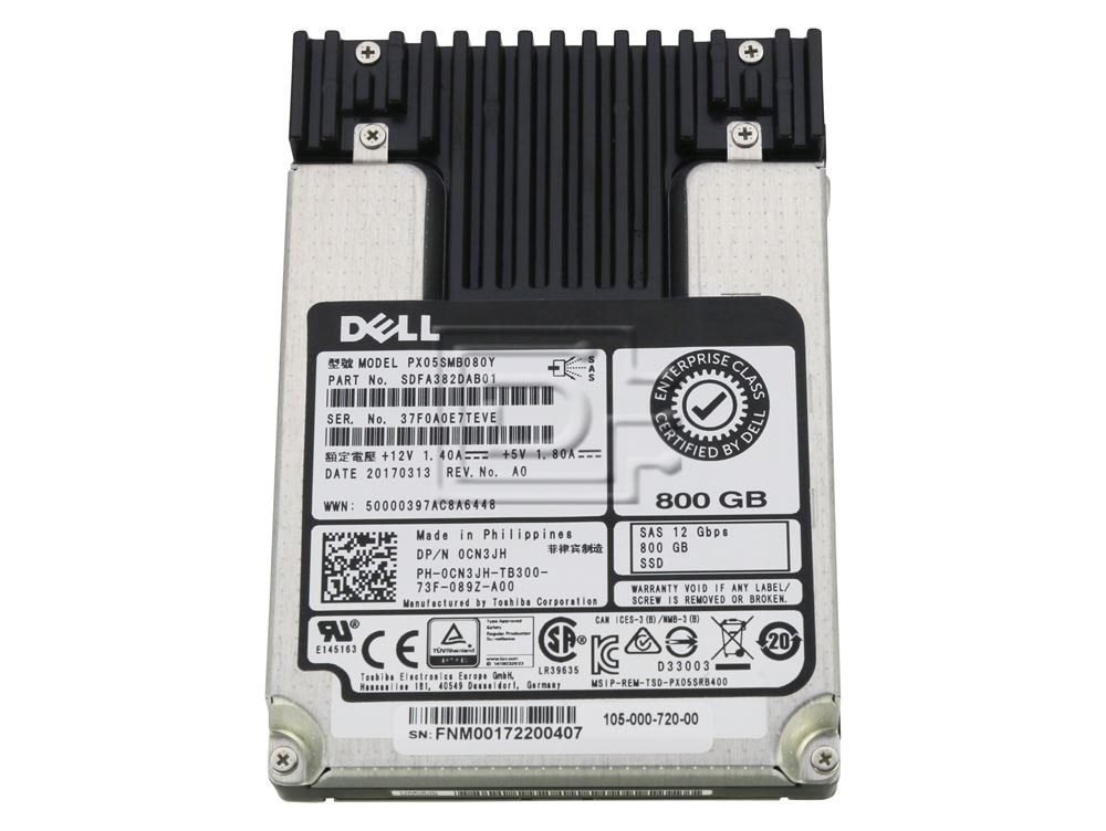 Dell G14 400-ASEV 0CN3JH 800GB SAS 12Gb/s Write Intensive MLC 2.5in Solid State Drive (PX05SMB080Y-DELL-400-ASEV) thumbnail