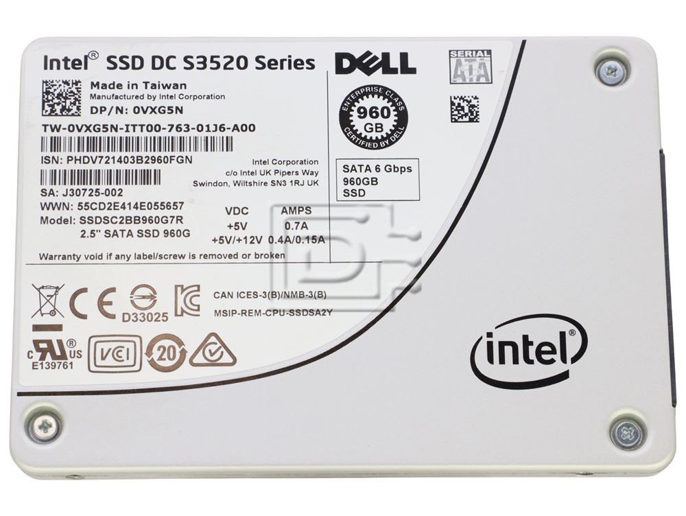 Dell G13 0VXG5N SSDSC2BB960G7R 960GB SATA 6Gb/s Read Intensive MLC 2.5in Solid State Drive (SSDSC2BB960G7R-DELL-0VXG5N) thumbnail