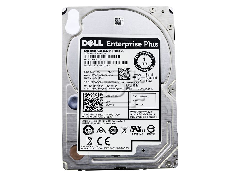 Dell G14 1VE200-356 1TB 7.2K RPM SAS 12Gb/s 512n 2.5in Hard Drive (ST1000NX0453-LEN-FS-OEM_DELLG14) thumbnail