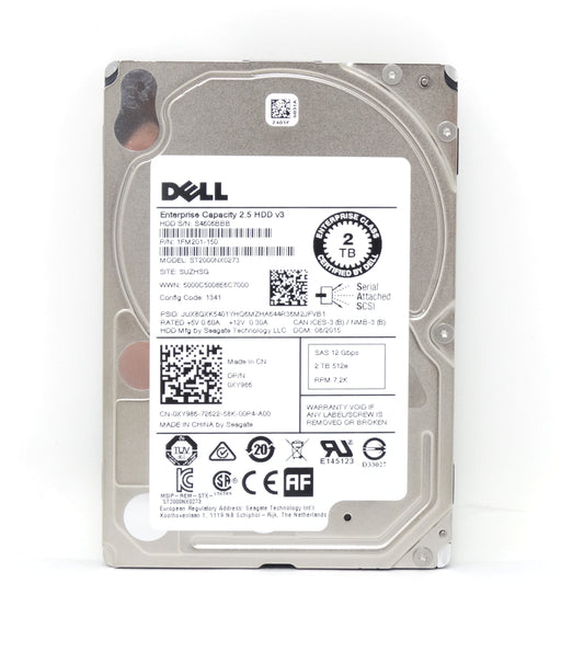 Dell G13 0XY986 2TB 7.2K RPM SAS 12Gb/s 512n 2.5 NearLine Hard Drive (Y6W8N-0XY986) thumbnail