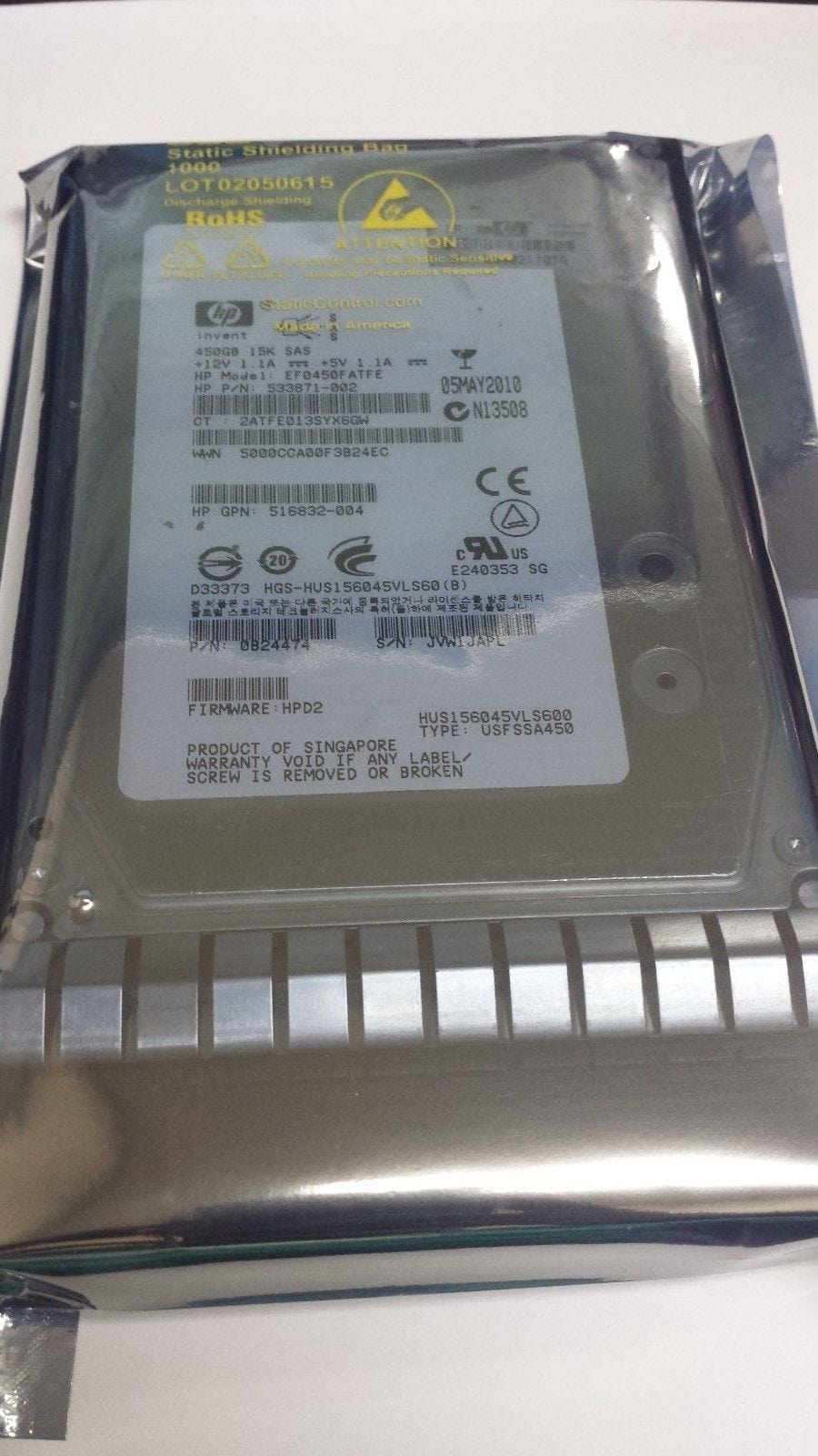 HP Gen7 517352-001 450GB 15K RPM SAS 6Gb/s 16MB 3.5 Hard Drive (517352001) thumbnail