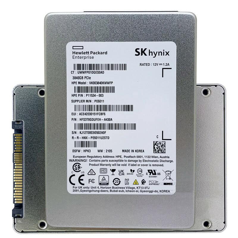 HP / SK Hynix PE6011 P11534-003 3.84TB PCIe Gen 3.0 x4 4GB/s 3D TLC U.2 NVMe 2.5in Solid State Drive (HFS3T8GDUFEH-HP-P11534) thumbnail