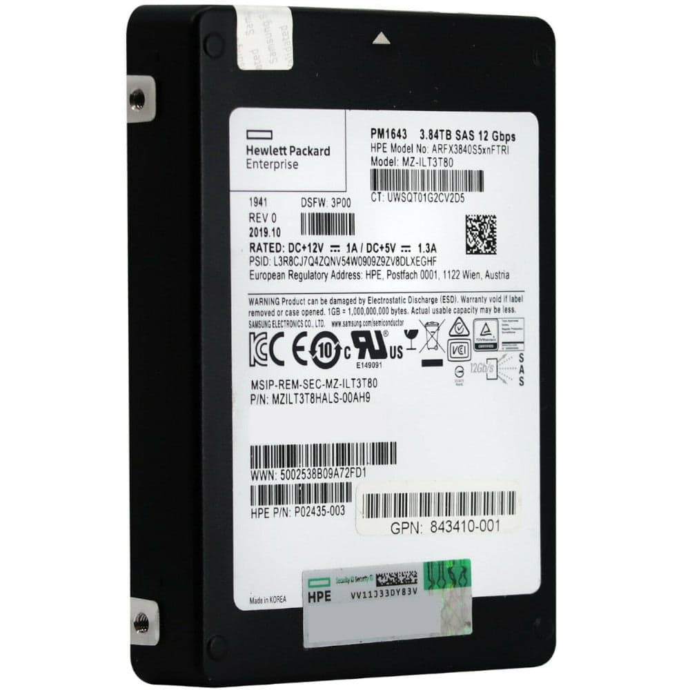 HP PM1643 MZILT3T8HALS-00AH9 P02435-003 3.84TB SAS 12Gb/s 2.5in Solid State Drive (MZILT3T8HALS) thumbnail