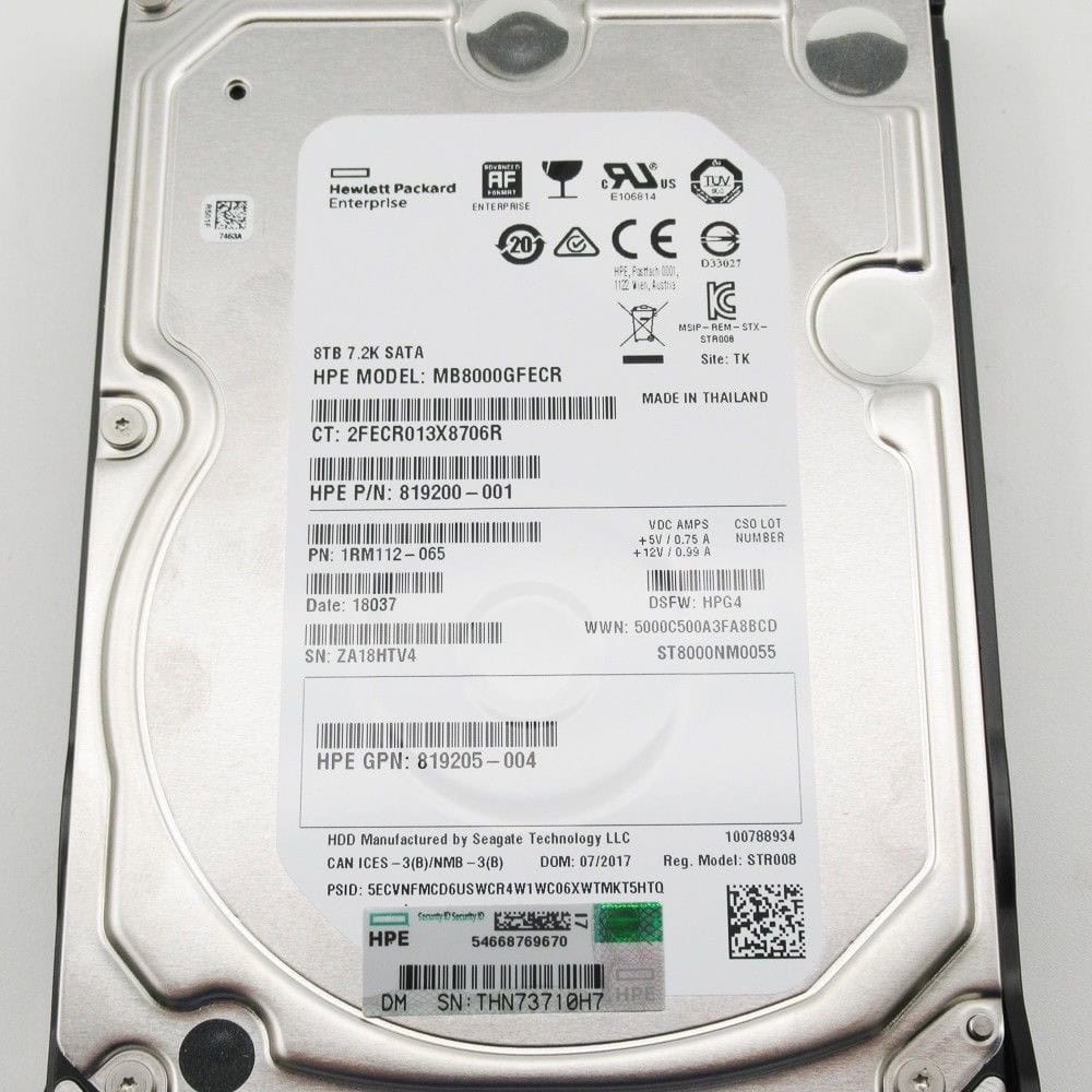 HP Seagate/HP Exos 7E8 ST8000NM0055 8TB 7.2K RPM SATA 6Gb/s 512e 3.5in Refurbished HDD (P819200-001_SR_NO) thumbnail