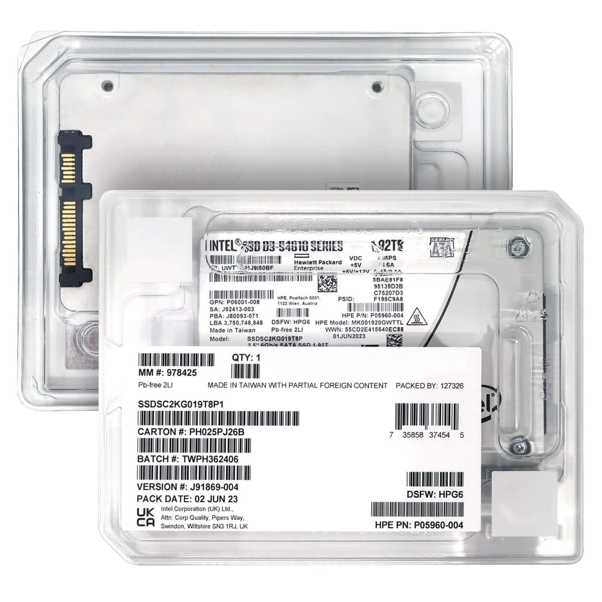 HP D3-S4610 SSDSC2KG019T8P1 P05960-004 1.92TB SATA 6Gb/s 3D TLC 3DWPD 2.5in Solid State Drive (SSDSC2KG019T8P1) thumbnail