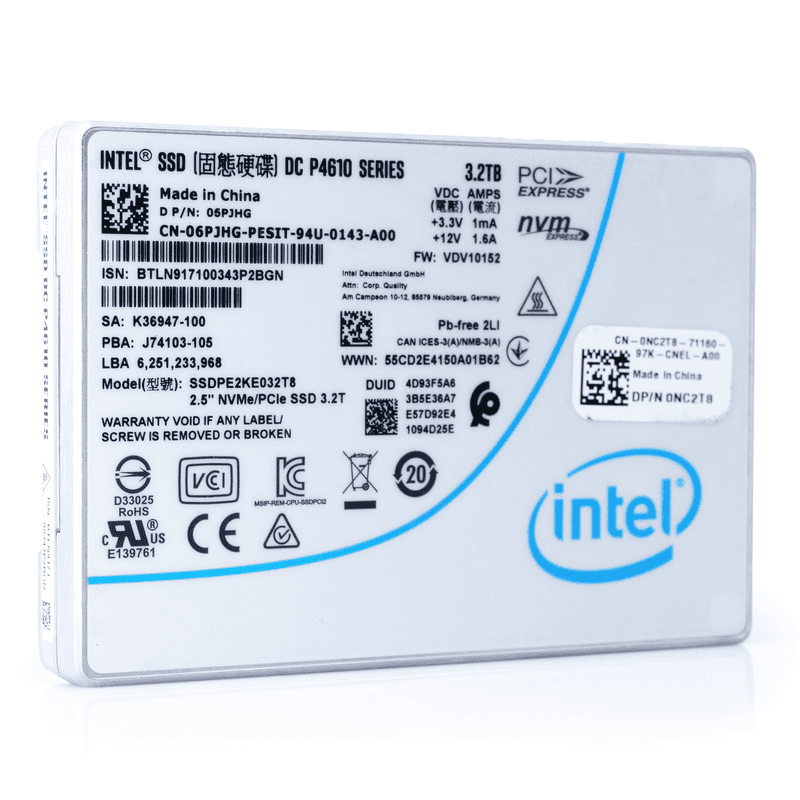 Intel SSDPE2KE032T8P 3.2TB 3 DWPD PCIe Gen 3.1 x4 4GB/s Mixed Use 3D TLC 2.5in Refurbished SSD (SSDPE2KE032T8P_NOTRAY-REF) thumbnail