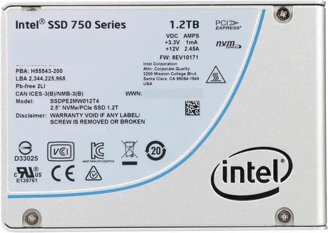 Intel 750 SSDPE2MW012T4M2 1.2TB PCIe Gen 3.0 x4 4GB/s 2.5 Solid State Drive (SSDPE2MW012T4M2) thumbnail