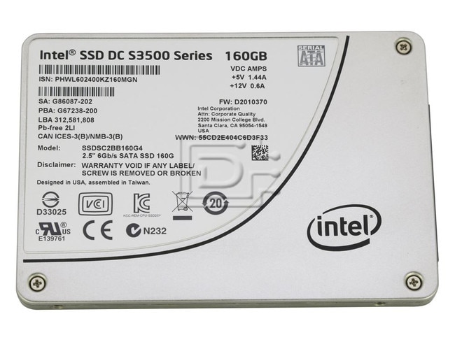 Intel DC S3500 SSDSC2BB160G4 160GB SATA 6Gb/s 2.5 Solid State Drive (SSDSC2BB160G4) thumbnail